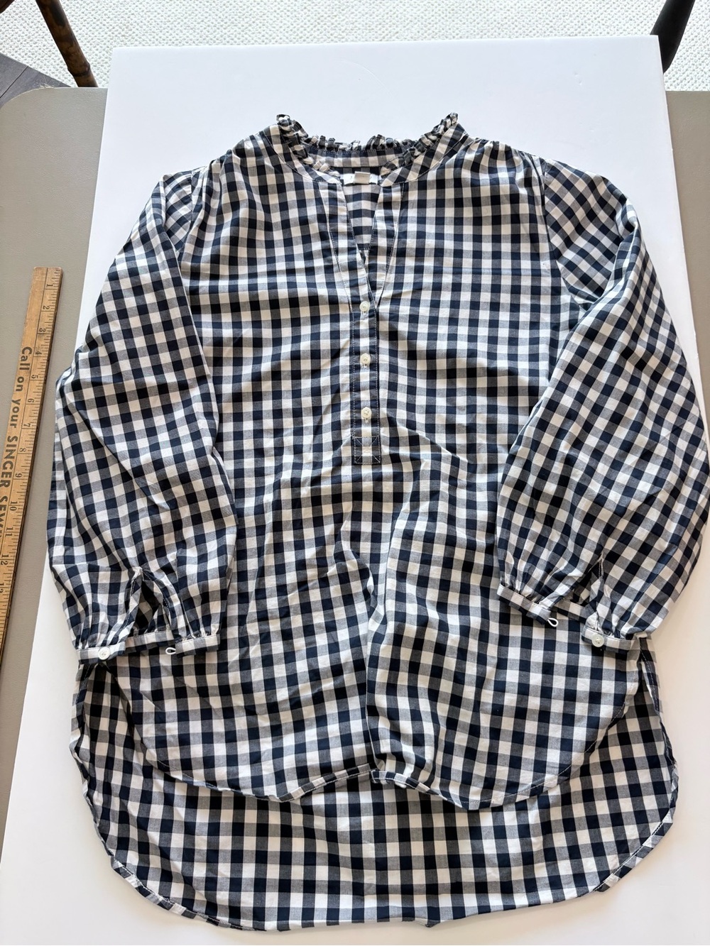 J. Crew Factory Blue and White Gingham Button-Down Shirt F108